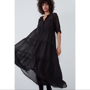 Zara Swiss Dot Sheer Maxi Boho Dress